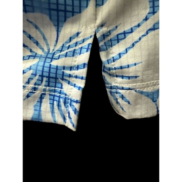Yatta Golf Polo Shirt Mens M Blue Floral Hawaiian Print Performance Short Sleeve - Picture 5 of 7